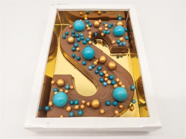 Chocolade letter Blue-Gold 200-g.